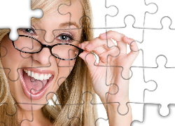 Kobieta, Okulary, Uśmiech