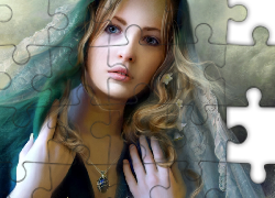 Dziewczyna, Woal, Kwiatuszki