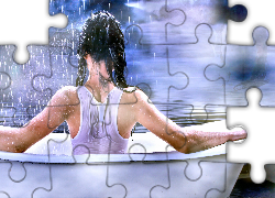 Dziewczyna, Wanna, Deszcz, Woda