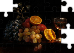 Winogrona, Pomarańcze, Lampka, Wina