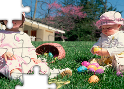 Dzieci, Trawa, Wielkanoc
