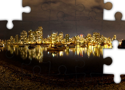 Miasto, Nocą, Vancouver, Kanada