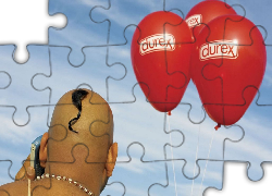Mężczyzna, Łysy, Balony