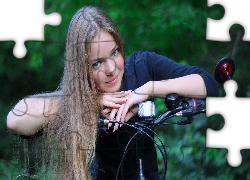 Rower, Kobieta, Włosy, Oczy, Twarz