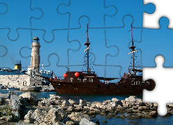 Statek, Galera, Port, Retymnon, Kreta