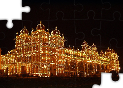 Mysore, Pałac, Indie, Światła