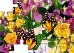 Róże, Motyle, Art