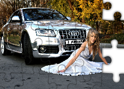 Audi S5, Chrom, Piękna, Kobieta