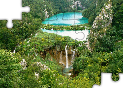 Wodospad, Drzewa, Plitvice, Chorwacja