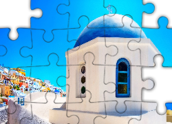 Cerkiew, Santorini, Grecja, Niebieska, Kopuła
