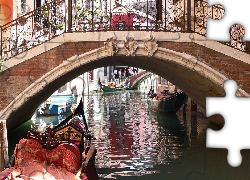 Wenecja, Włochy, Gondola, Most