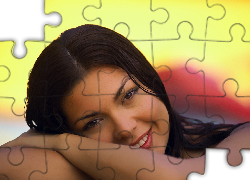 Kobieta, Brunetka, Uśmiech