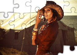 Kobieta, Brunetka, Kapelusz