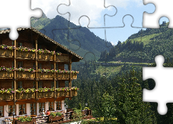Hotel, Damuls, Madlener, Austria, Góry, Drzewa