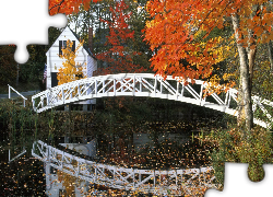 Rzeka, Most, Domek, Jesień