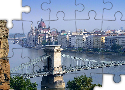 Parlament, Budapeszt, Węgry, Most, Rzeka, Dunaj, Panorama