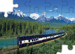 Pociąg, Express, Góry, Las