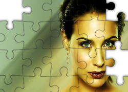 Kobieta, Kolczyki, Zielone, Oczy