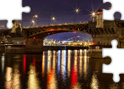 Oświetlony, Most, Rzeka