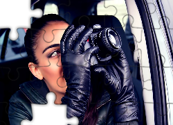 Kobieta, Aparat, Rękawiczki