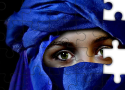 Kobieta, Niebieska, Chusta