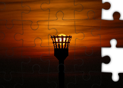 Zachód, Słońca, Słońce, Jako, Lampa