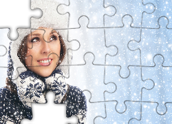 Kobieta, Dzianina, Śnieg