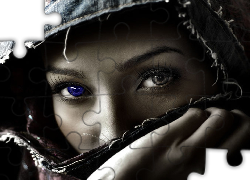 Kobieta, Twarz, Dwa, Kolory, Oczu