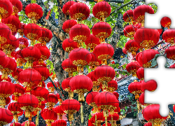 Chińskie, Czerwone, Lampiony, Dekoracja