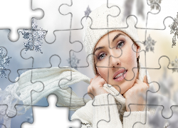 Kobieta, Dzianina, Srebrne, Gwiazdki