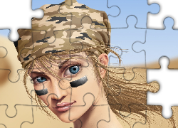 Kobieta, Czapka, Czarne, Kreski