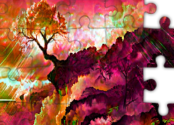 Grafika, Abstrakcja, Kolorowe, Drzewo