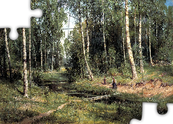 Obraz, Iwan Szyszkin, Strumień w brzozowym lesie
