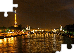 Wieża Eiffla, Paryż, Sekwana, Most
