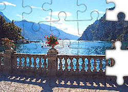 Jezioro, Garda, Góry, Balustrada, Włochy
