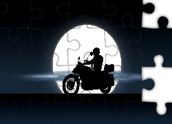 Yamaha XV535 Virago, Motocyklista, Noc, Księżyc