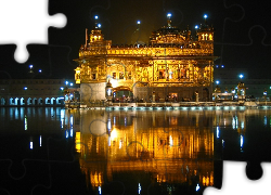 Golden Temple, Odbicie, Noc, Indie