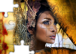 Kobieta, Żółte, Liście, Suche, Gałęzie