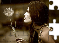 Kobieta, Spojrzenie, Dmuchawiec