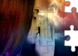 Kobieta, Dłonie, Kolorowe, Tło