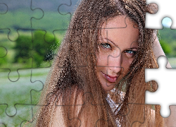 Kobieta, Blondynka, Portret, Spojrzenie