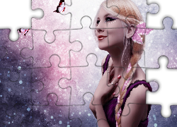 Kobieta, Spojrzenie, Motylki