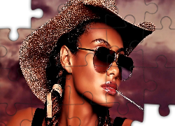 Kobieta, Kapelusz, Okulary, Słoneczne