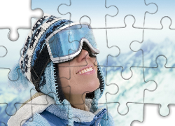 Kobieta, Czapka, Gogle