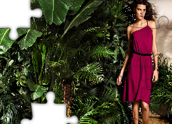 Kobieta, Sukienka, Roślinność