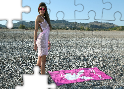 Kobieta, Skąpy, Strój, Różowe, Okulary