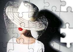 Kobieta, Kapelusz, Czerwone, Usta