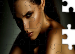 Kobieta, Posępne, Spojrzenie, Portret