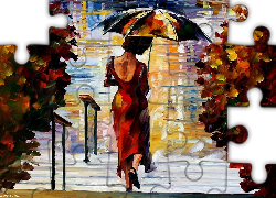 Obraz, Reprodukcja, Leonid Afremov, Kobieta, Parasol