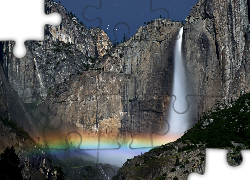 Stany Zjednoczone, Stan Kalifornia, Park Narodowy Yosemite, Wodospad Yosemite, Góry, Tęcza